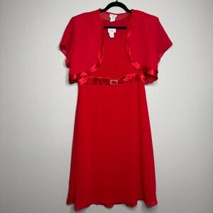 Vintage FABI red 2000s y2k party dress and bolero made in USA sz 2xl